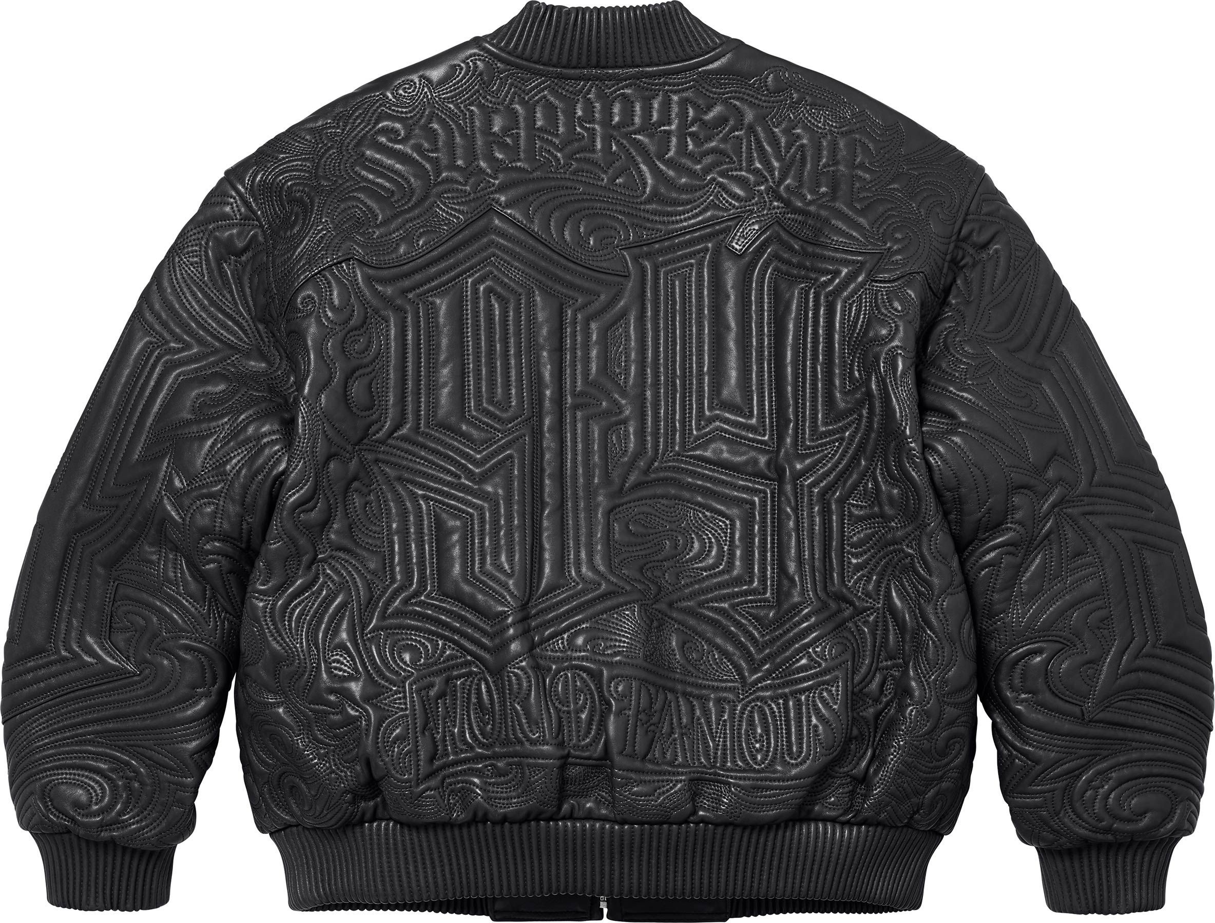 Mister Cartoon Embroidered Leather Jacket view 7